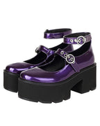 Women Chapter 5 Lily Shoes Purple Leather Double Buckle Cosplay Shoes for Halloween Party