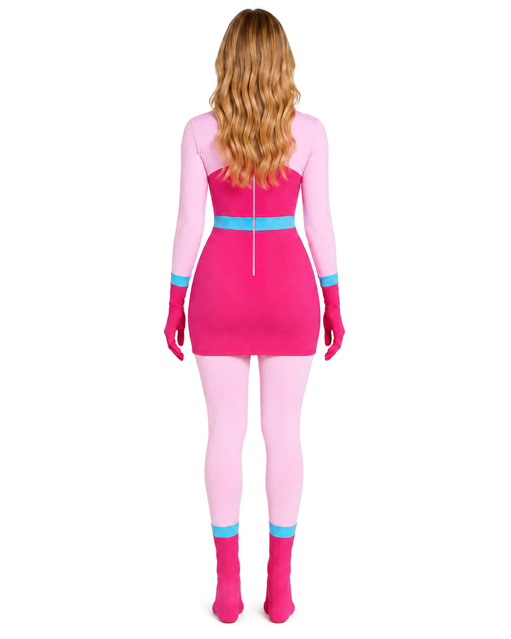 Womens Pink Spider Monster Costume 2-in-1 Layered Horror Game Villain Dress for Game Player