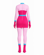 Womens Pink Spider Monster Costume 2-in-1 Layered Horror Game Villain Dress for Game Player
