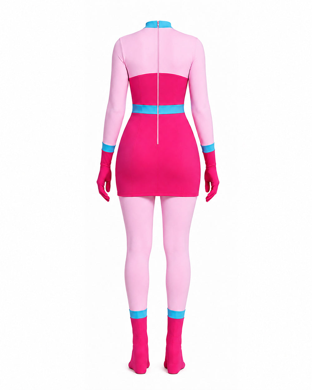Womens Pink Spider Monster Costume 2-in-1 Layered Horror Game Villain Dress for Game Player