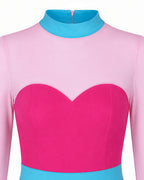 Womens Pink Spider Monster Costume 2-in-1 Layered Horror Game Villain Dress for Game Player