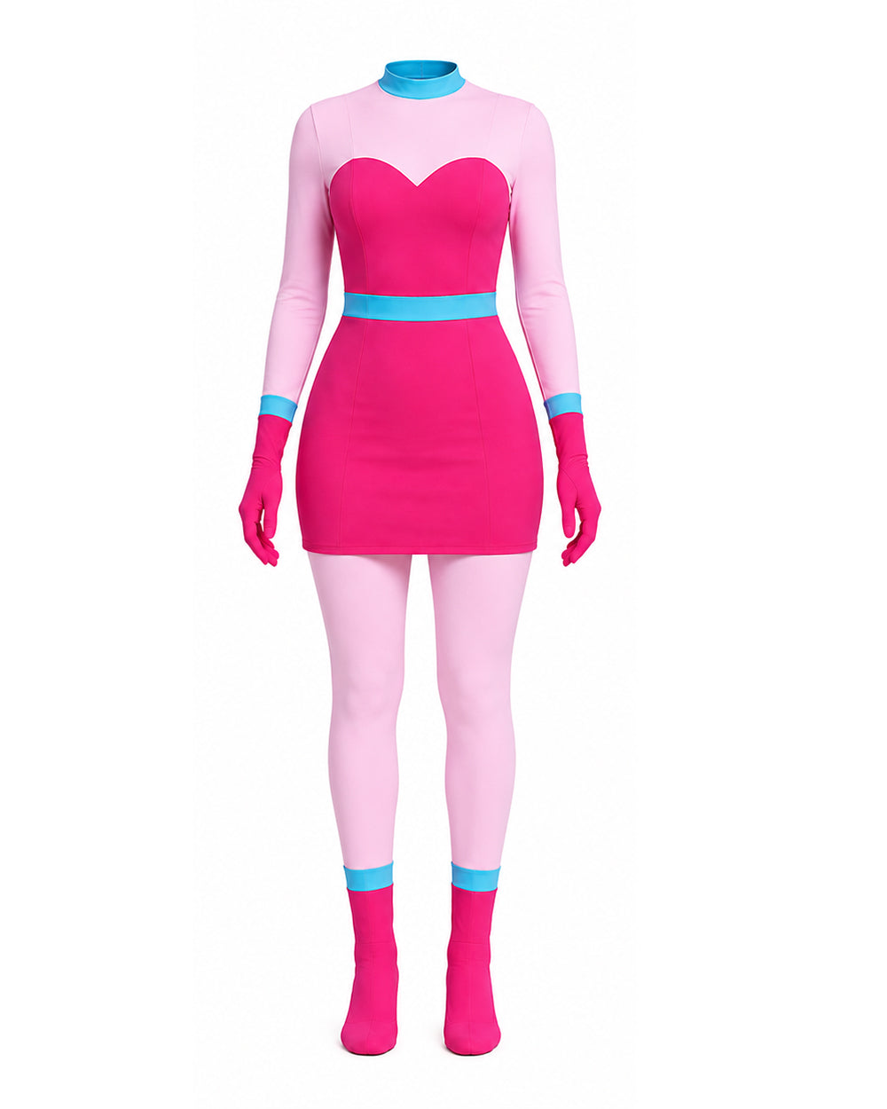 Womens Pink Spider Monster Costume 2-in-1 Layered Horror Game Villain Dress for Game Player