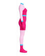 Womens Pink Spider Monster Costume 2-in-1 Layered Horror Game Villain Dress for Game Player