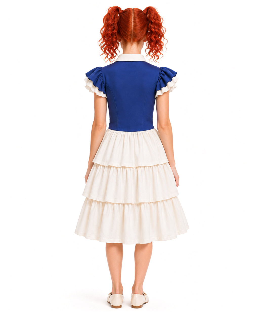 Horror Game Vintage Doll Costume Gothic Lolita Blue Tunic Dress for Girls Women Dress Up Party
