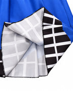Women Vintage Creepy Doll Costume Gothic Blue Striped Ruffle Hem Dress with Gloves and Wig for Cosplay Events