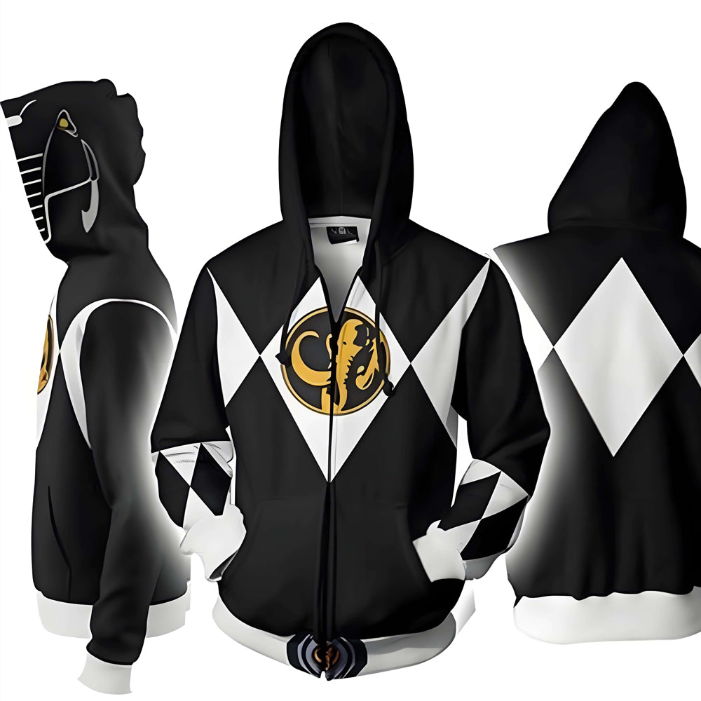 Adult Dino Ranger Costume Zip Up Hooded Sweatshirt Red Ranger Casual Hoodie for Daily Wear