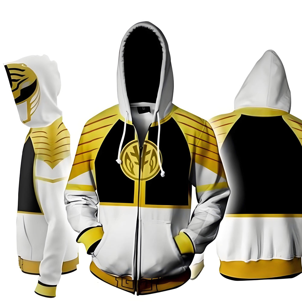 Adult Dino Ranger Costume Zip Up Hooded Sweatshirt Red Ranger Casual Hoodie for Daily Wear