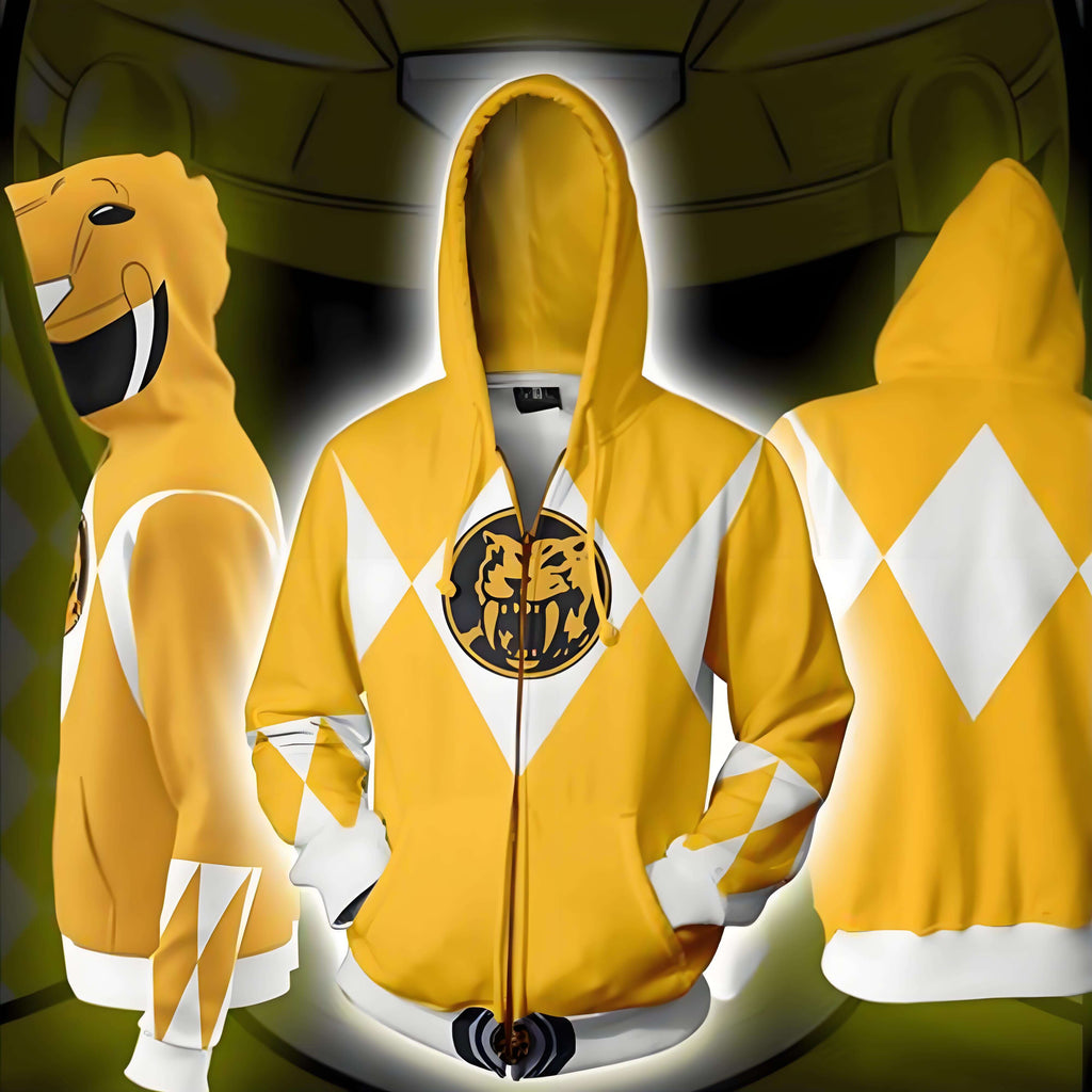 Adult Dino Ranger Costume Zip Up Hooded Sweatshirt Red Ranger Casual Hoodie for Daily Wear