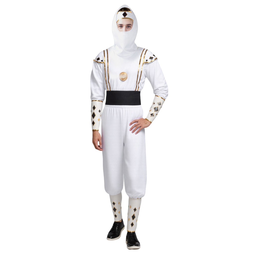 Adult White Dino Ranger Costume MMPR Tommy Oliver Ninja Cosplay Uniform