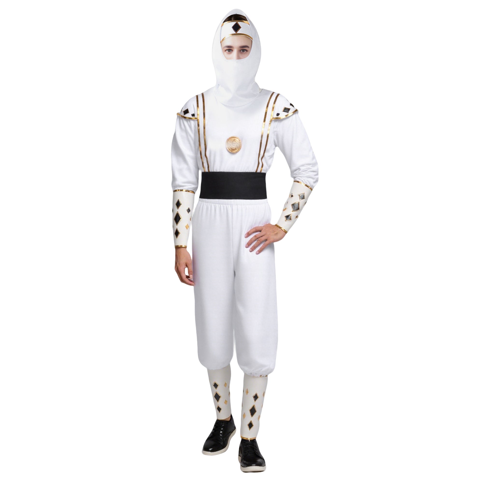 Adult White Dino Ranger Costume MMPR Tommy Oliver Ninja Cosplay Uniform