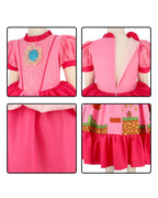 Adventures Princess Dress Pink Floral Chest Lace Gown with Classic Game Scene