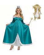 Women Rosalina Costume Turquoise Maxi Princess Off-should Gown with Accessories for Themed Party