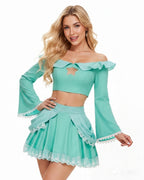 Pink Princess Costume Peach Daisy Rosalina Bowsette Crop Tops and Skirt 2pcs Suit for Girls Women Cosplay Events