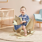 Baby Rocking Horse with Lullaby Riding Bear Plush Animal Rocker with Pedals for Ages 18-36 Months