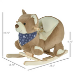 Baby Rocking Horse with Lullaby Riding Bear Plush Animal Rocker with Pedals for Ages 18-36 Months