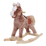Kids Rocking Horse Pink Plush Ride On Toy with Realistic Sounds Holiday Gift