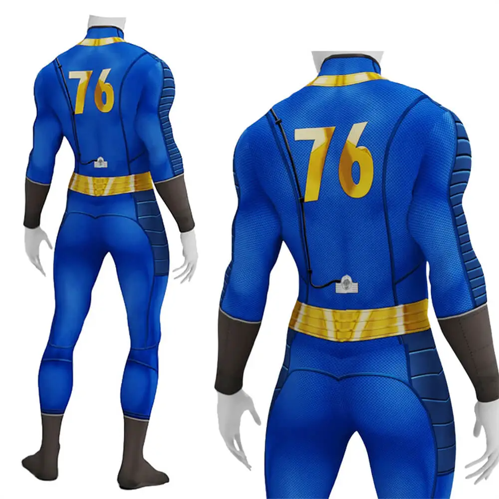Vault Dweller Costume Games Player 76 Outfit Blue Underarmor Jumpsuit for Cosplay