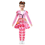 Girls Queen Of Hearts Costume The Rise of Red Bridget Pink Dress Pants and Wig for Halloween Carnival