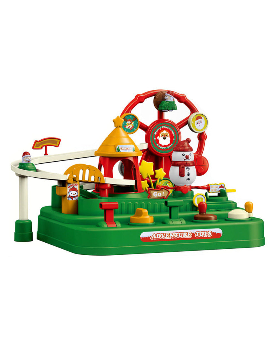 Christmas Race Track Car Toy with 5 Mini Cars Mechanical Car Adventure Playset for Boys Girls