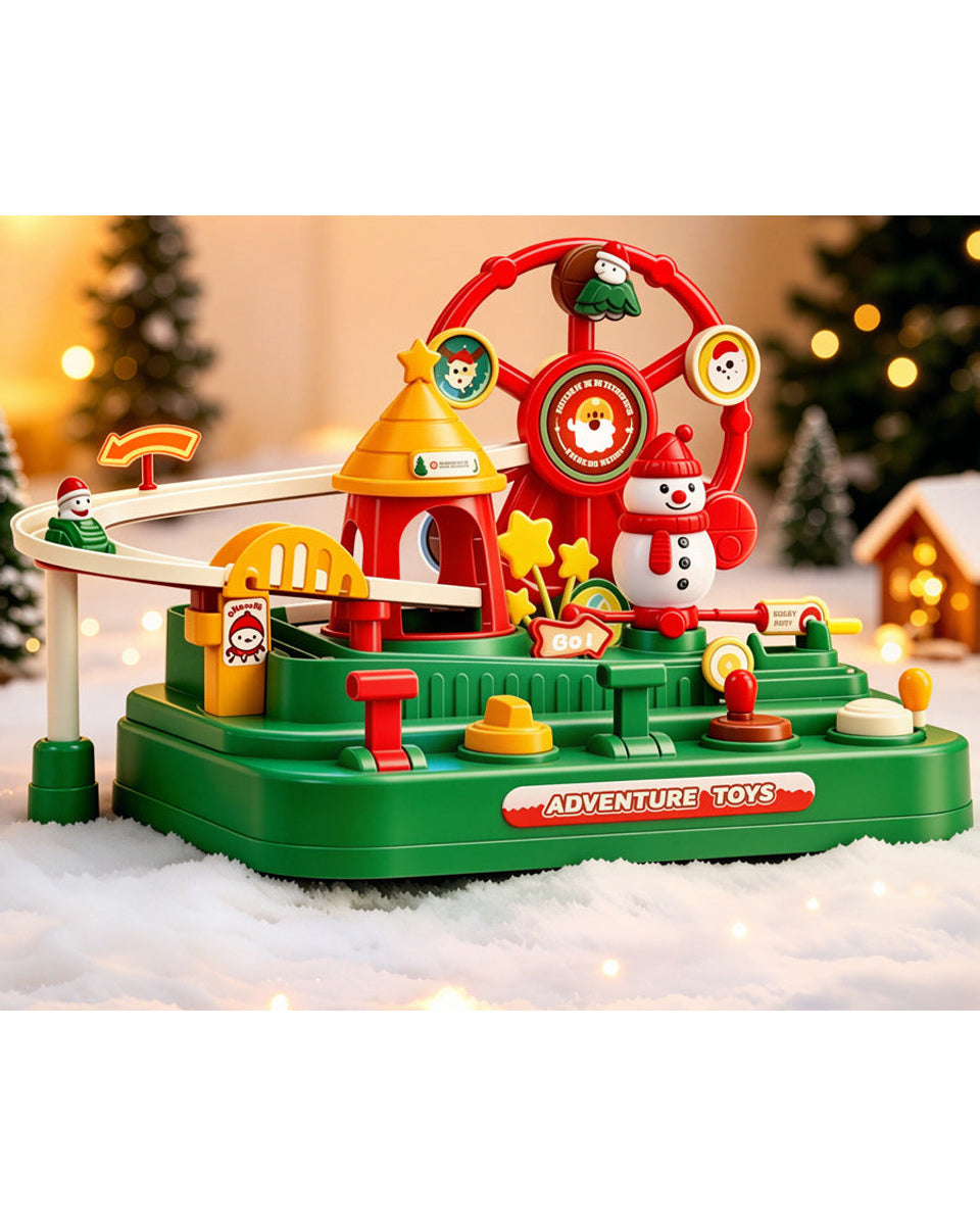 Christmas Race Track Car Toy with 5 Mini Cars Mechanical Car Adventure Playset for Boys Girls