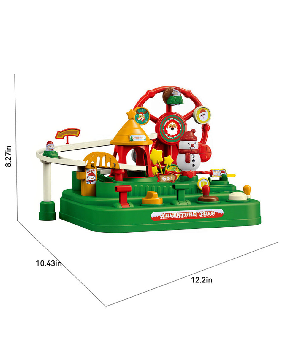 Christmas Race Track Car Toy with 5 Mini Cars Mechanical Car Adventure Playset for Boys Girls