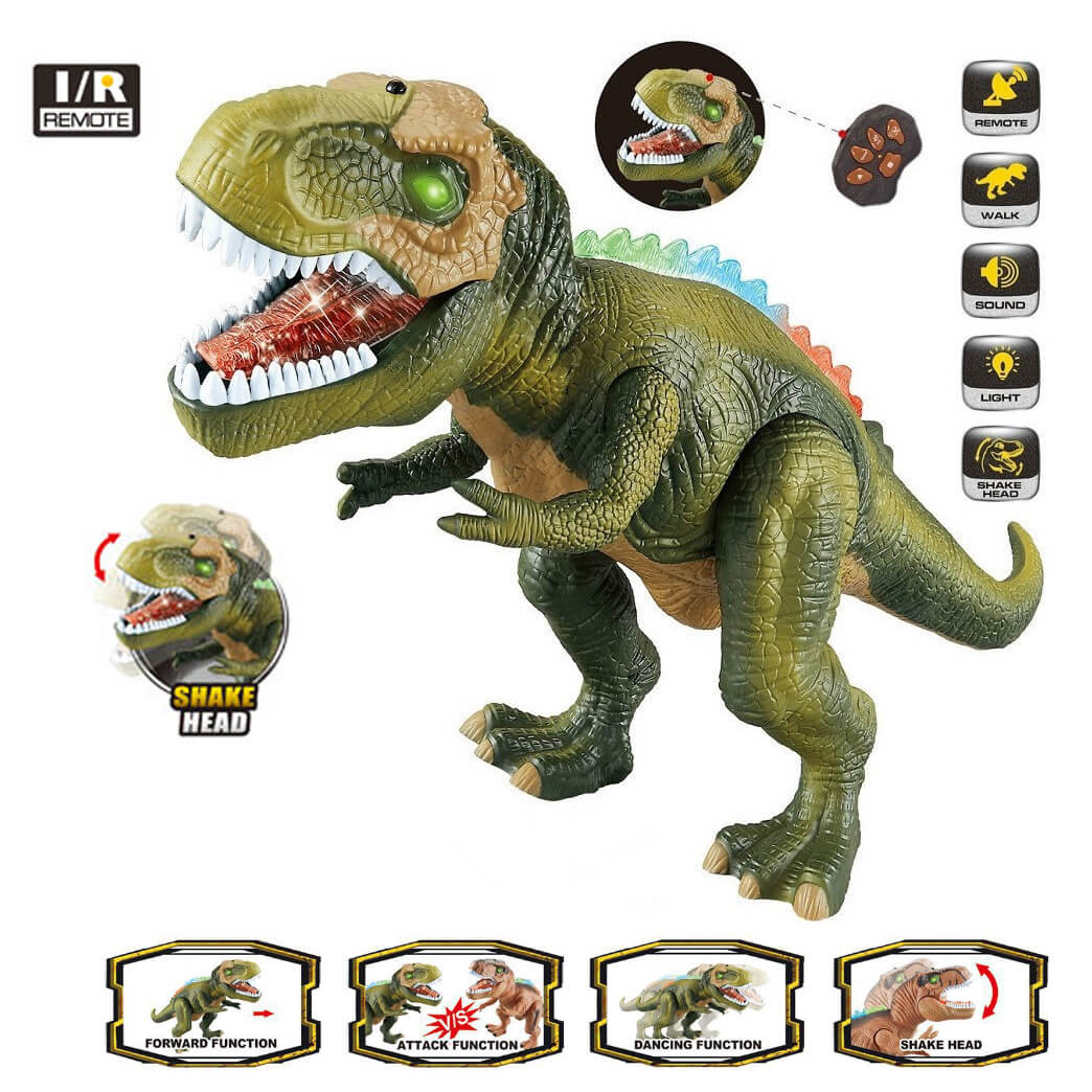 Kids RC Dinosaur Toy Remote Control Dinosaur T-Rex With LED Light Up, Walking & Roaring Realistic Dinosaur Toys
