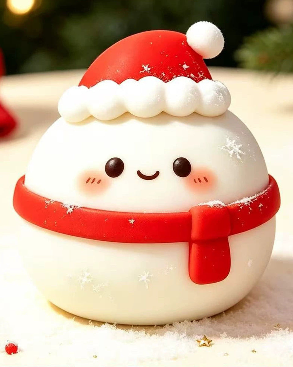 Christmas Squishy Toys 4-Piece Mochi Dumpling Gift Set with Santa and Reindeer Designs
