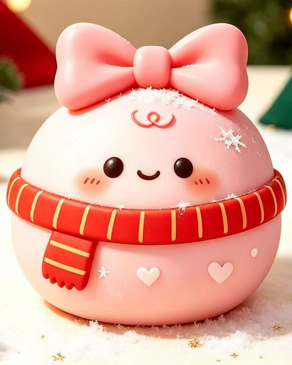 Christmas Squishy Toys 4-Piece Mochi Dumpling Gift Set with Santa and Reindeer Designs