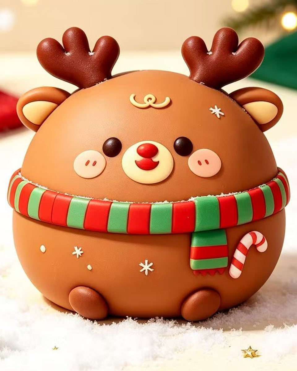 Christmas Squishy Toys 4-Piece Mochi Dumpling Gift Set with Santa and Reindeer Designs