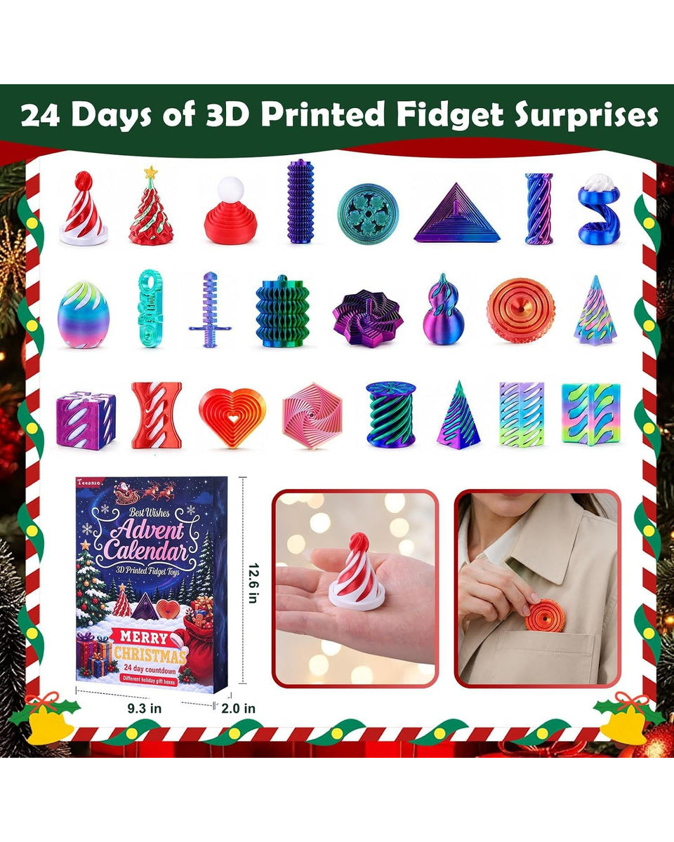Fidget Advent Calendar 2026 24-Day Christmas Countdown Sensory Fidget Gift Set for Kids Adults