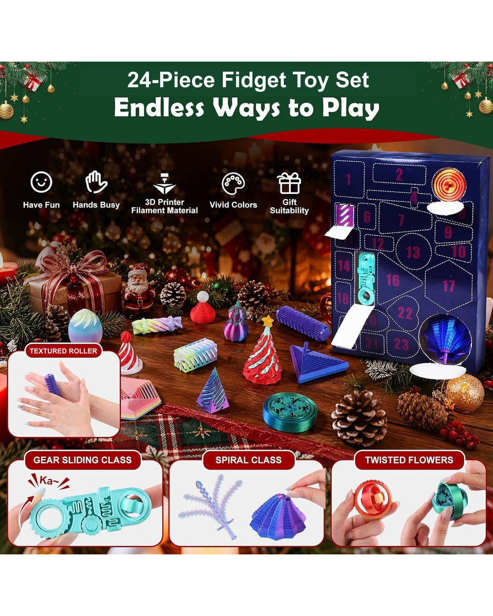 Fidget Advent Calendar 2026 24-Day Christmas Countdown Sensory Fidget Gift Set for Kids Adults