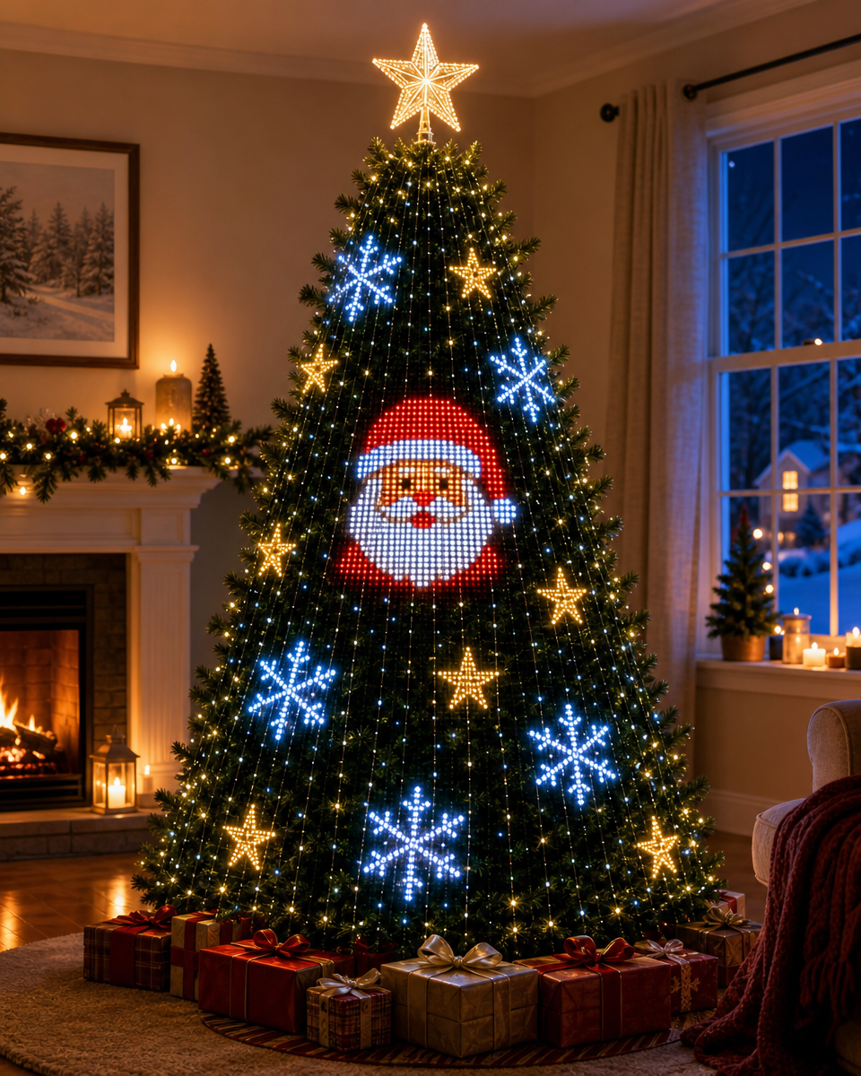 Animated Christmas Tree Lights with Star Topper 6.9ft 400 LED App and Remote Control String Lights with USB Power