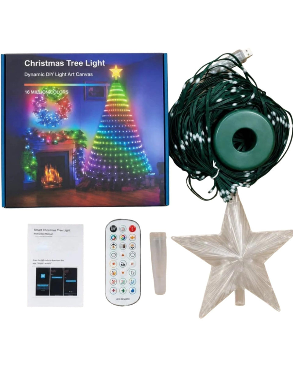 Animated Christmas Tree Lights with Star Topper 6.9ft 400 LED App and Remote Control String Lights with USB Power