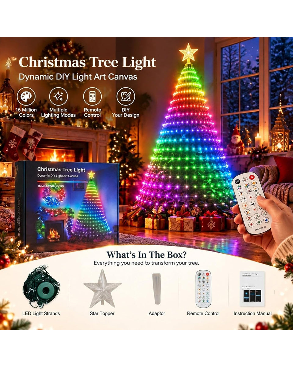 Animated Christmas Tree Lights with Star Topper 6.9ft 400 LED App and Remote Control String Lights with USB Power