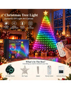 Animated Christmas Tree Lights with Star Topper 6.9ft 400 LED App and Remote Control String Lights with USB Power