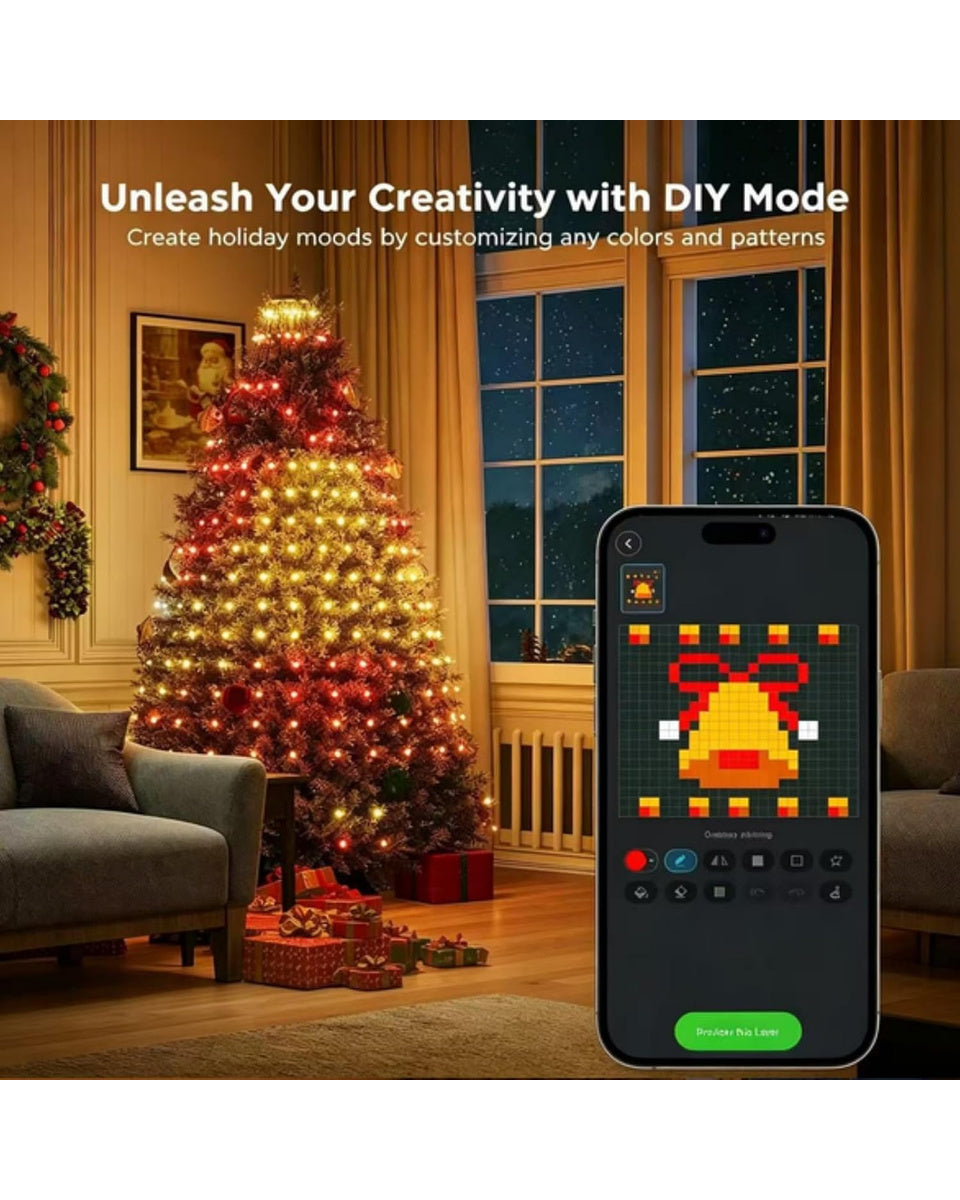 Animated Christmas Tree Lights with Star Topper 6.9ft 400 LED App and Remote Control String Lights with USB Power