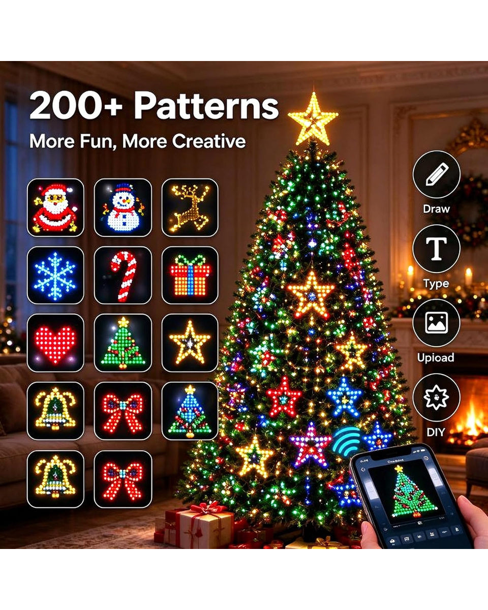 Led Tree Street Animated Christmas Tree Lights with Star Topper 6.9ft 400 LED App and ...