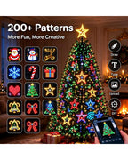 Animated Christmas Tree Lights with Star Topper 6.9ft 400 LED App and Remote Control String Lights with USB Power