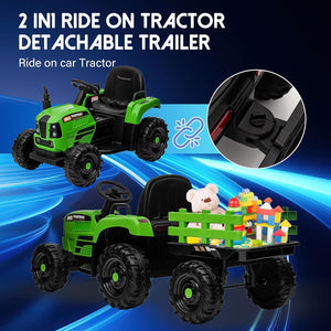 Childrens Ride on Tractor with Trailer 2 in 1 Remote Control 12V Power Wheels Tractor Kids Ride on Toys