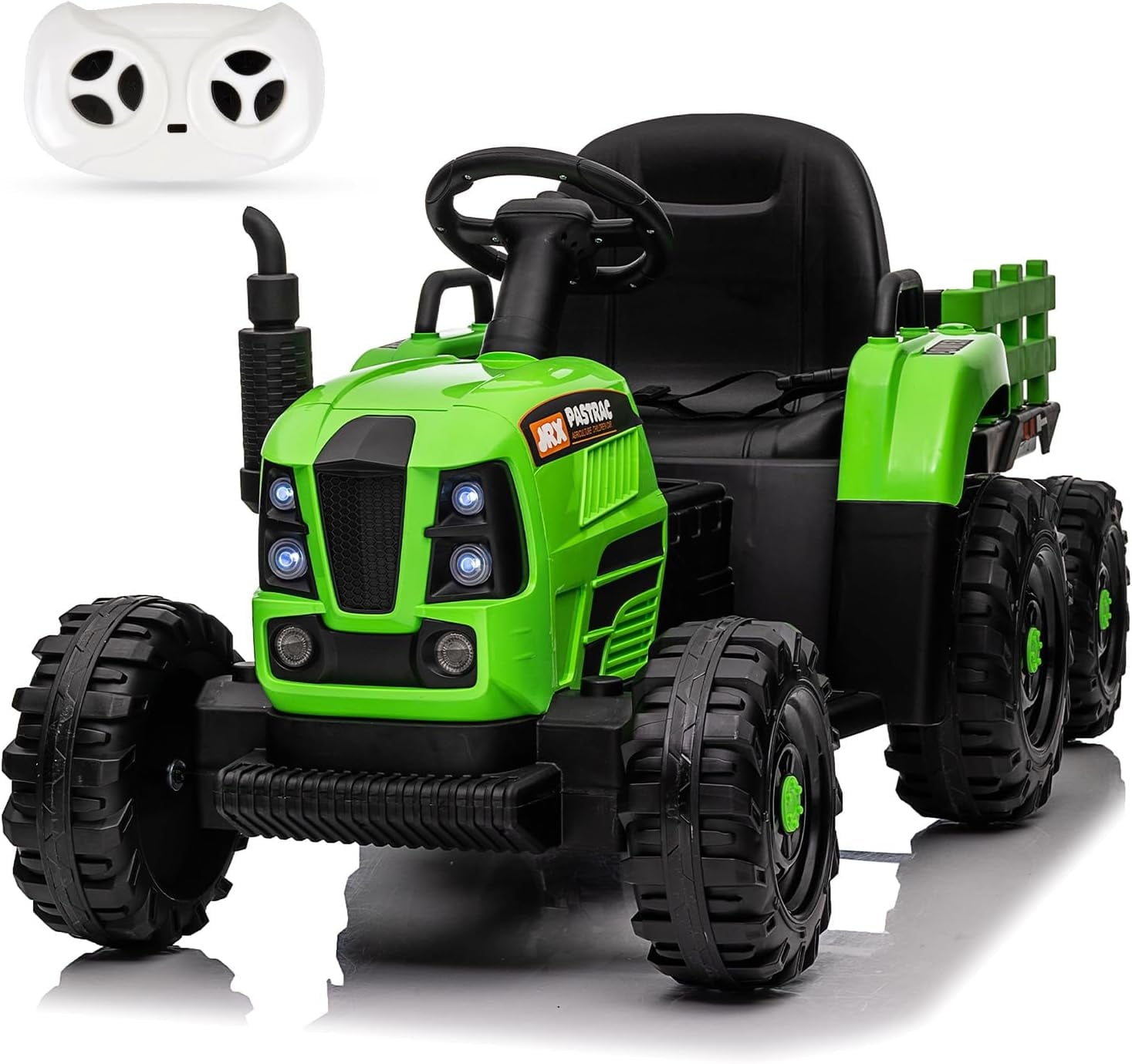 Childrens Ride on Tractor with Trailer 2 in 1 Remote Control 12V Power Wheels Tractor Kids Ride on Toys