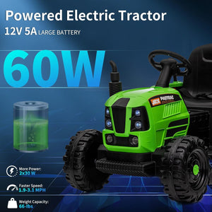 Childrens Ride on Tractor with Trailer 2 in 1 Remote Control 12V Power Wheels Tractor Kids Ride on Toys