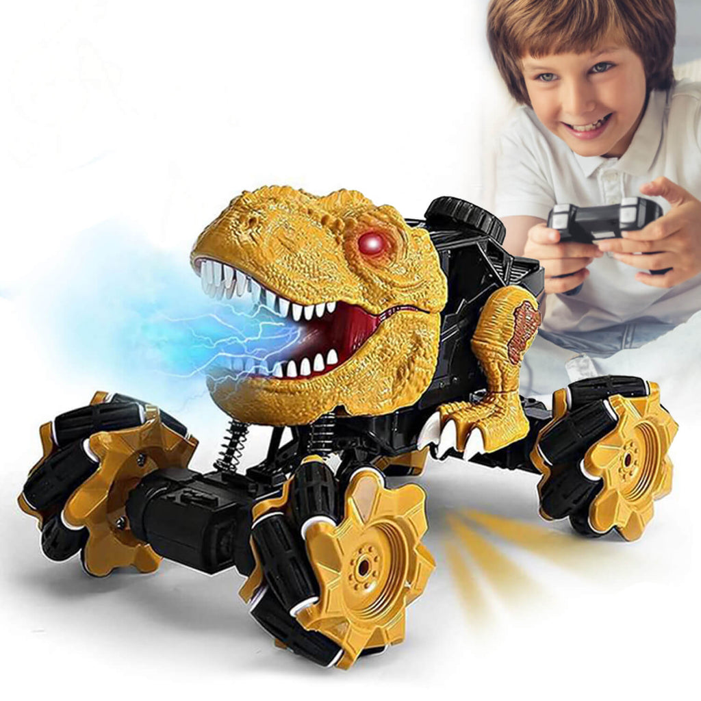 Remote Control Dinosaur Car Rechargeable T-Rex RC Car 360° Stunt Car with Music and Lights