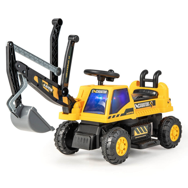 Kids 12V Ride On Digger Toy Realistic Ride On Excavator Truck Best Pretend Play Toy