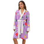 Pop Star Costume Soft Plush Purple Robe Cozy Fluffy Loungewear for Kids Adults