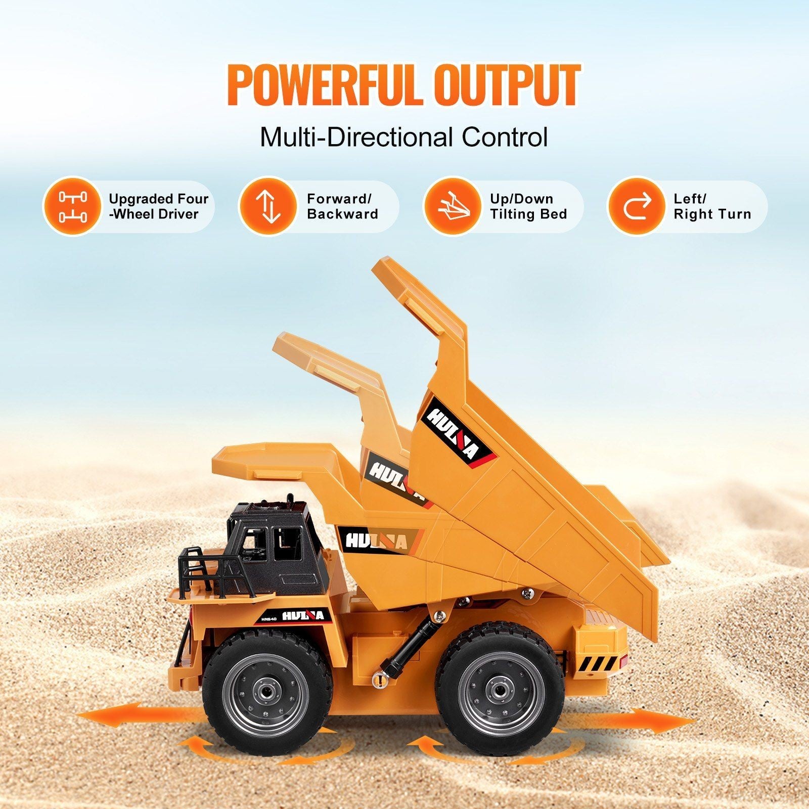 1/18 Scale RC Dump Truck 9CH RC Remote Control Car Toy Rechargeable Battery Construction Vehicle for Kids