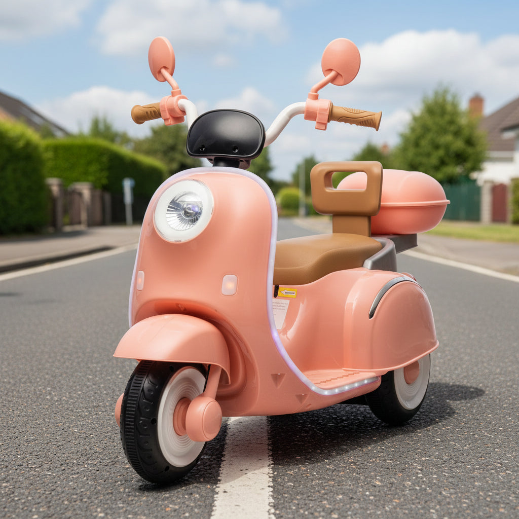 Kids Electric Motorcycle 12V Ride On Car with Storage Box Bluetooth Music 2 Seats Motorcycle