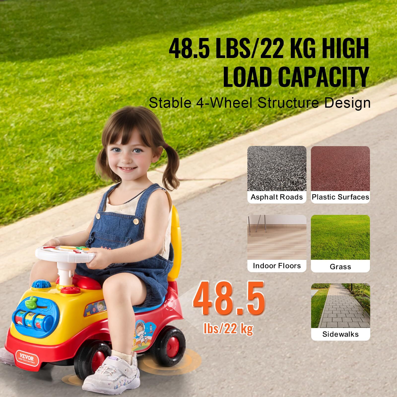 Toddler Cute Ride On Car Sliding Car with Music Storage Box Outdoor Indoor Car