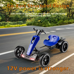 12V Electric Kids Pedal Go Kart Ride on Toy Folder Go Kart with Adjustable Seat Outdoor Toy