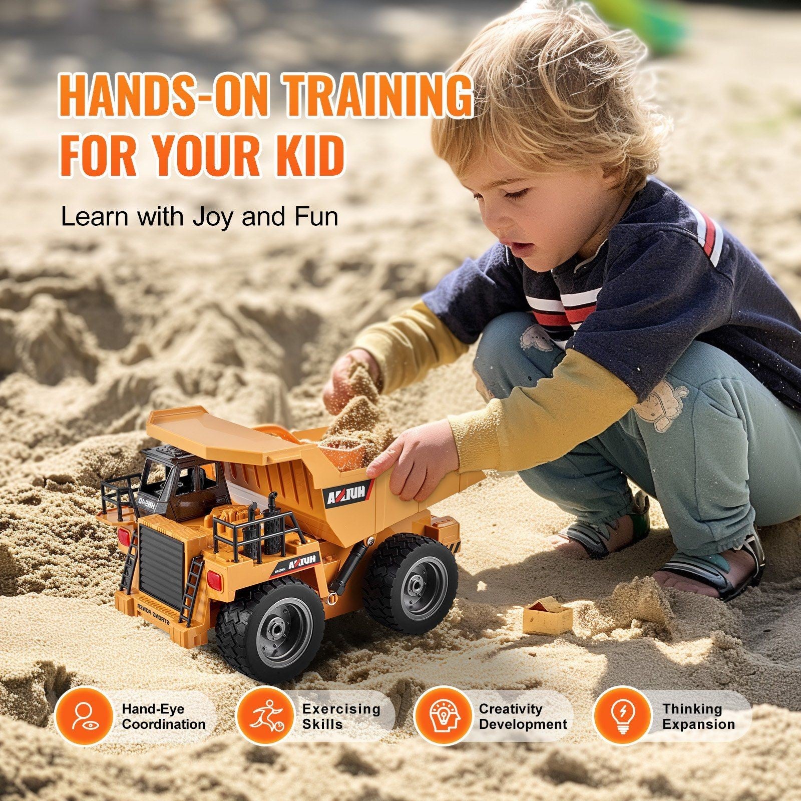 1/18 Scale RC Dump Truck 9CH RC Remote Control Car Toy Rechargeable Battery Construction Vehicle for Kids