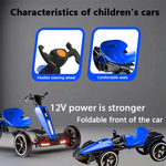 12V Electric Kids Pedal Go Kart Ride on Toy Folder Go Kart with Adjustable Seat Outdoor Toy